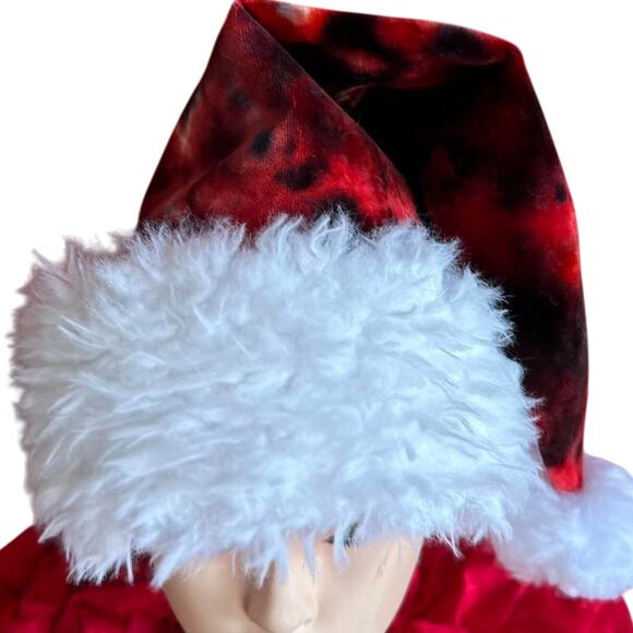 Handcrafted Santa Hat Tie Dye Hand Sewn Christmas Holiday Party Wear - Picture 3 of 7